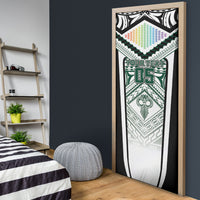 Custom Hawaii Warriors Football Door Cover Rainbow Kakau Pattern White LT05 - Polynesian Pride