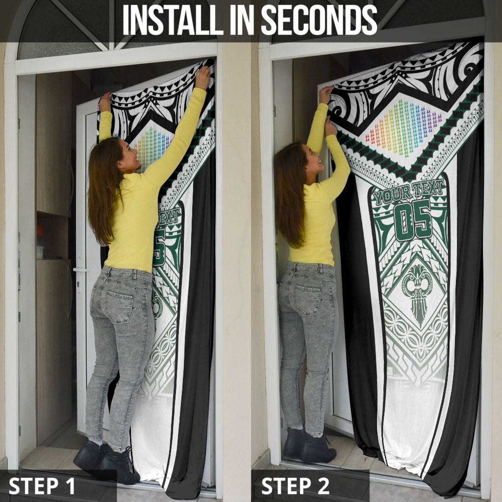 Custom Hawaii Warriors Football Door Cover Rainbow Kakau Pattern White LT05 - Polynesian Pride