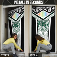 Custom Hawaii Warriors Football Door Cover Rainbow Kakau Pattern White LT05 - Polynesian Pride