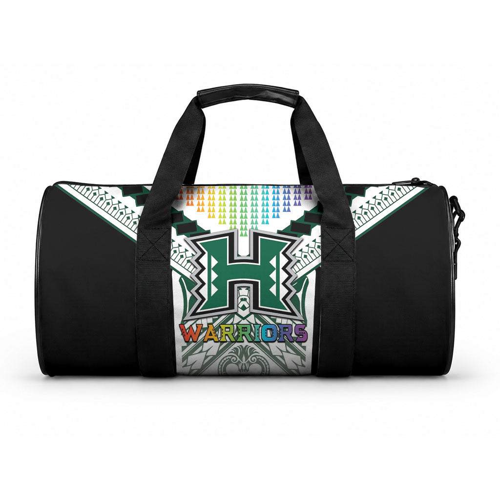 Hawaii Warriors Football Duffle Bag Rainbow Kakau Pattern White LT05 One size White - Polynesian Pride