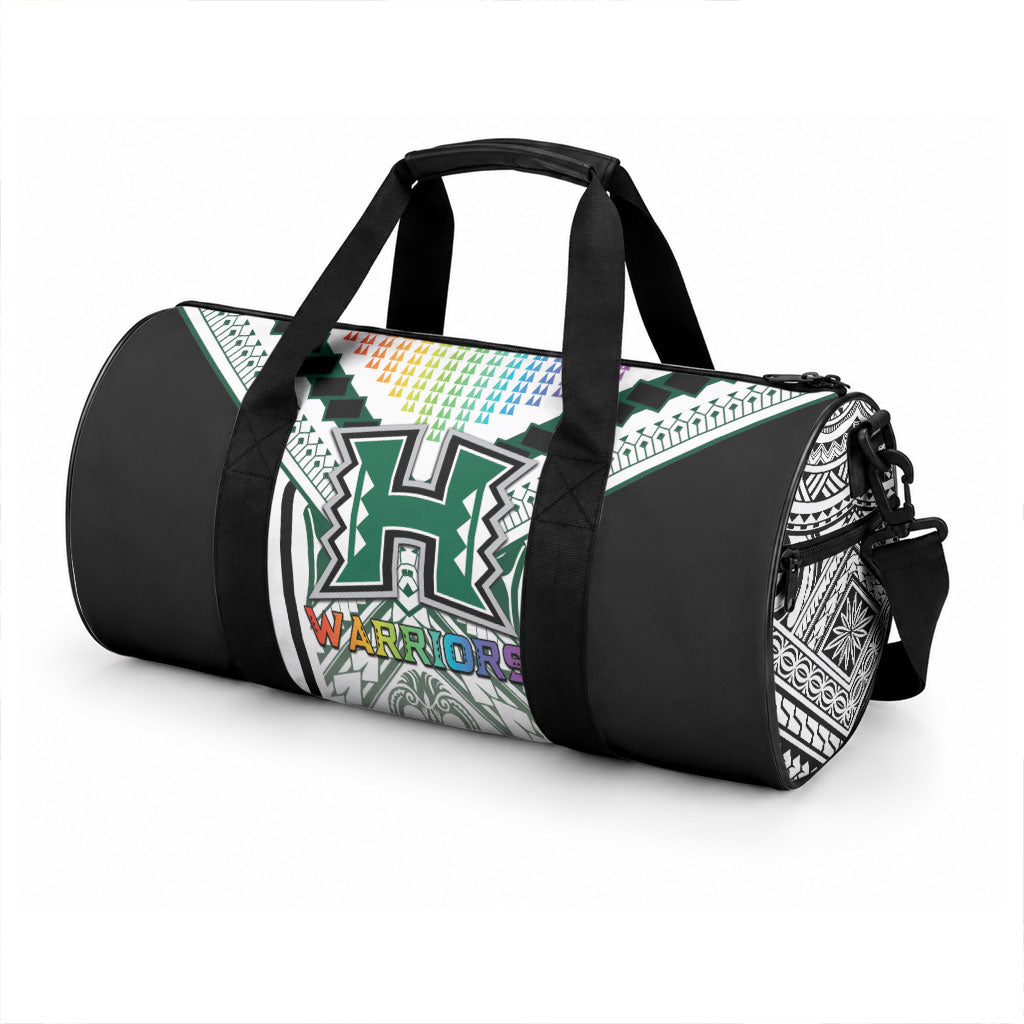 Hawaii Warriors Football Duffle Bag Rainbow Kakau Pattern White LT05 - Polynesian Pride