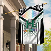 Hawaii Warriors Football Garden Flag Rainbow Kakau Pattern White LT05 House Flag White - Polynesian Pride