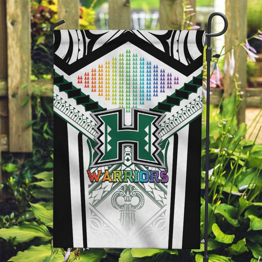 Hawaii Warriors Football Garden Flag Rainbow Kakau Pattern White LT05 Garden Flag White - Polynesian Pride