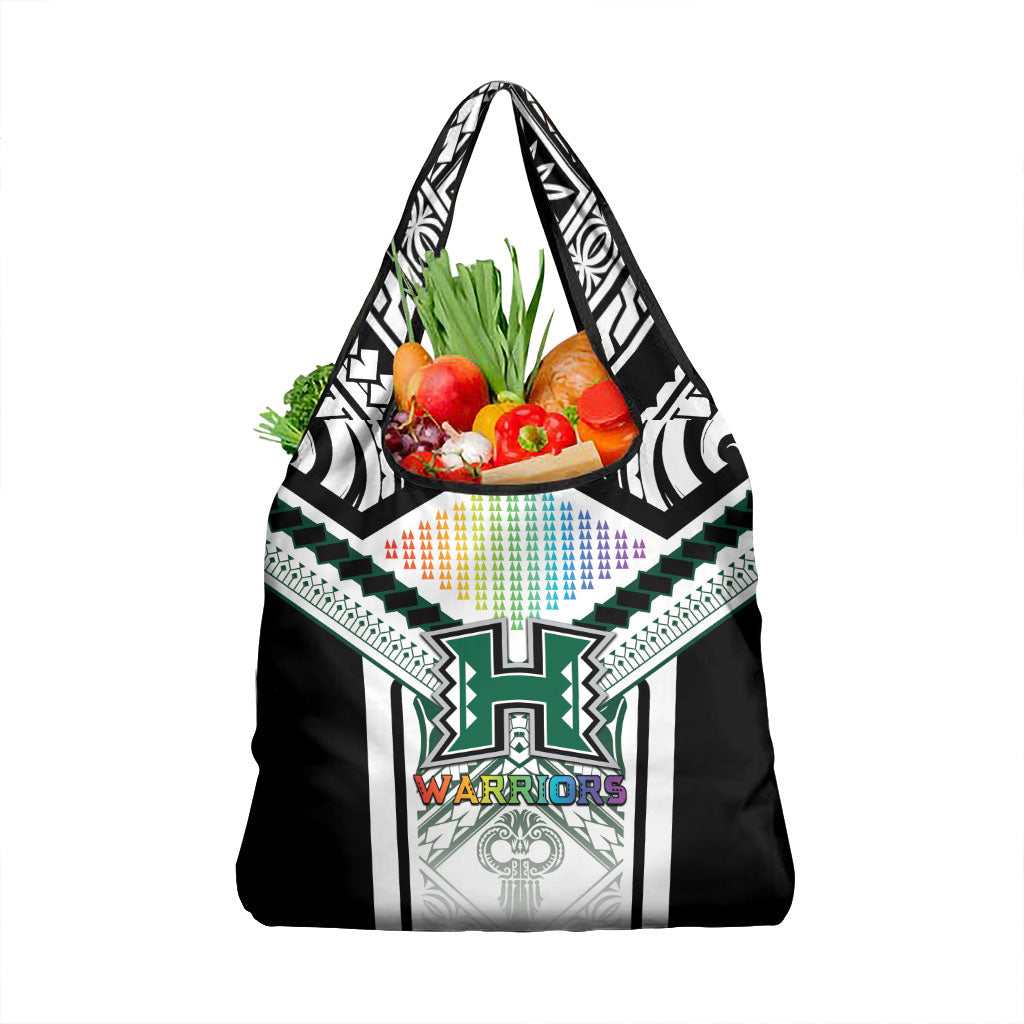 Hawaii Warriors Football Grocery Bag Rainbow Kakau Pattern White LT05 1-pack One Size White - Polynesian Pride