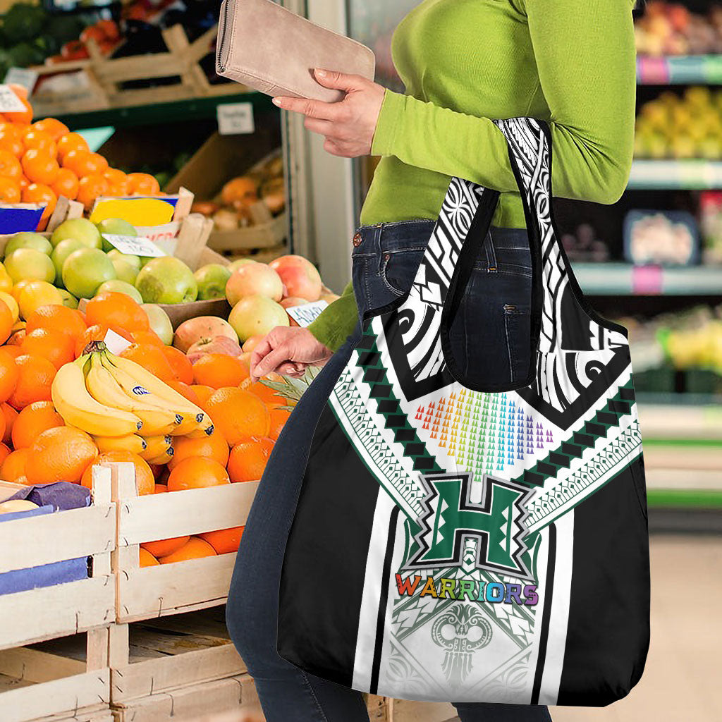 Hawaii Warriors Football Grocery Bag Rainbow Kakau Pattern White LT05 - Polynesian Pride