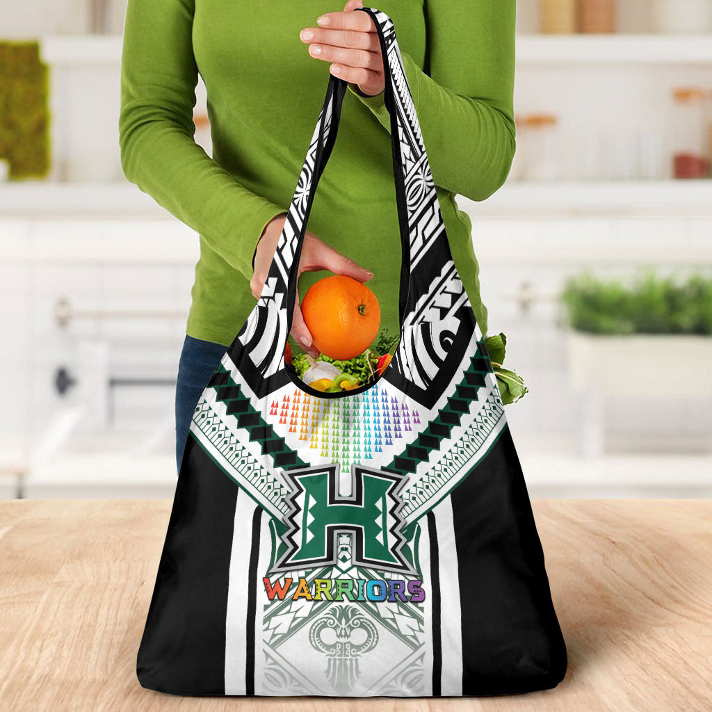 Hawaii Warriors Football Grocery Bag Rainbow Kakau Pattern White LT05 - Polynesian Pride