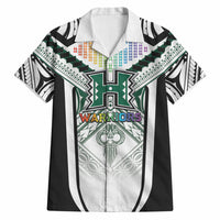 Custom Hawaii Warriors Football Hawaiian Shirt Rainbow Kakau Pattern White LT05 White - Polynesian Pride