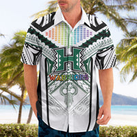 Custom Hawaii Warriors Football Hawaiian Shirt Rainbow Kakau Pattern White LT05 - Polynesian Pride