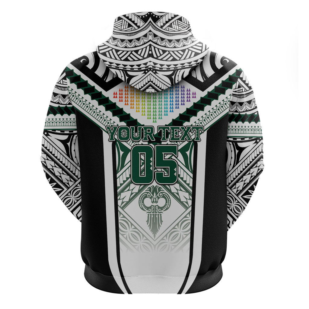Custom Hawaii Warriors Football Hoodie Rainbow Kakau Pattern White LT05 - Polynesian Pride