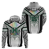 Custom Hawaii Warriors Football Hoodie Rainbow Kakau Pattern White LT05 - Polynesian Pride