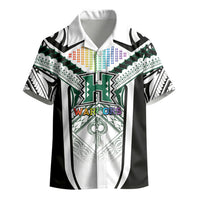 Custom Hawaii Warriors Football Kid Hawaiian Shirt Rainbow Kakau Pattern White LT05 - Polynesian Pride