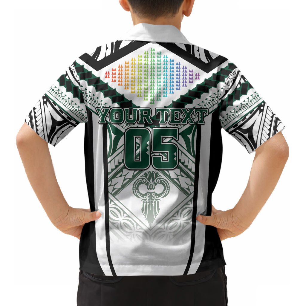 Custom Hawaii Warriors Football Kid Hawaiian Shirt Rainbow Kakau Pattern White LT05 - Polynesian Pride