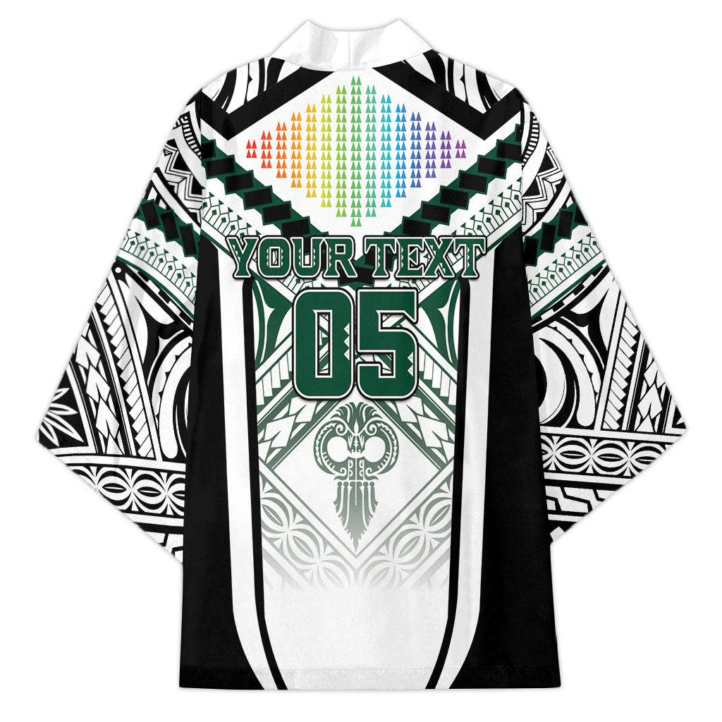 Custom Hawaii Warriors Football Kimono Rainbow Kakau Pattern White LT05 - Polynesian Pride