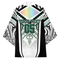 Custom Hawaii Warriors Football Kimono Rainbow Kakau Pattern White LT05 - Polynesian Pride