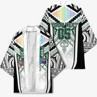 Custom Hawaii Warriors Football Kimono Rainbow Kakau Pattern White LT05 - Polynesian Pride