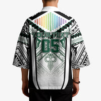Custom Hawaii Warriors Football Kimono Rainbow Kakau Pattern White LT05 - Polynesian Pride