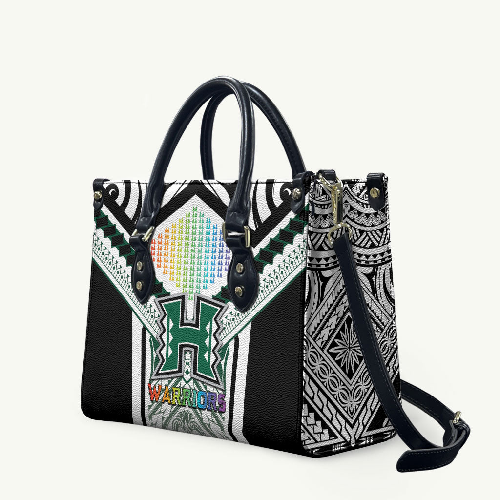 Hawaii Warriors Football Leather Bag Rainbow Kakau Pattern White LT05 White - Polynesian Pride