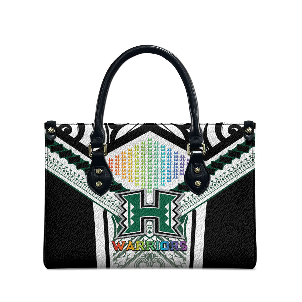 Hawaii Warriors Football Leather Bag Rainbow Kakau Pattern White LT05 - Polynesian Pride