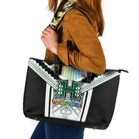 Hawaii Warriors Football Leather Tote Bag Rainbow Kakau Pattern White LT05 White - Polynesian Pride