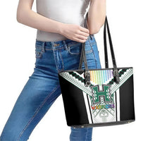 Hawaii Warriors Football Leather Tote Bag Rainbow Kakau Pattern White LT05 - Polynesian Pride