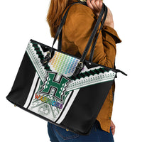 Hawaii Warriors Football Leather Tote Bag Rainbow Kakau Pattern White LT05 - Polynesian Pride