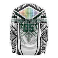 Custom Hawaii Warriors Football Long Sleeve Shirt Rainbow Kakau Pattern White LT05 - Polynesian Pride
