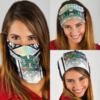 Hawaii Warriors Football Neck Gaiter Rainbow Kakau Pattern White LT05 - Polynesian Pride
