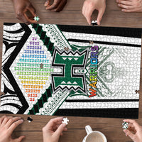 Hawaii Warriors Football Puzzle Rainbow Kakau Pattern White LT05 - Polynesian Pride