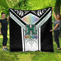 Hawaii Warriors Football Quilt Rainbow Kakau Pattern White LT05 - Polynesian Pride