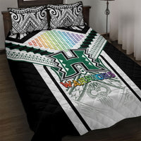 Hawaii Warriors Football Quilt Bed Set Rainbow Kakau Pattern White LT05 White - Polynesian Pride