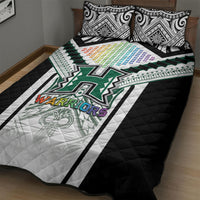 Hawaii Warriors Football Quilt Bed Set Rainbow Kakau Pattern White LT05 - Polynesian Pride