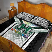 Hawaii Warriors Football Quilt Bed Set Rainbow Kakau Pattern White LT05 - Polynesian Pride