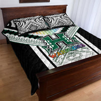 Hawaii Warriors Football Quilt Bed Set Rainbow Kakau Pattern White LT05 - Polynesian Pride