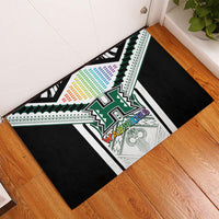 Hawaii Warriors Football Rubber Doormat Rainbow Kakau Pattern White LT05 - Polynesian Pride