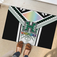 Hawaii Warriors Football Rubber Doormat Rainbow Kakau Pattern White LT05 - Polynesian Pride