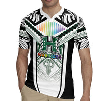 Custom Hawaii Warriors Football Rugby Jersey Rainbow Kakau Pattern White LT05 - Polynesian Pride