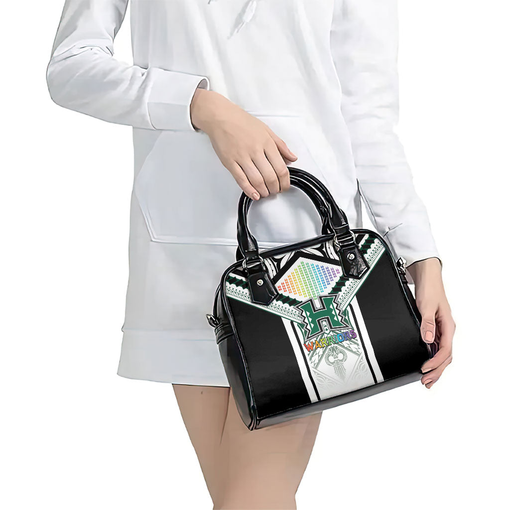 Hawaii Warriors Football Shoulder Handbag Rainbow Kakau Pattern White LT05 - Polynesian Pride