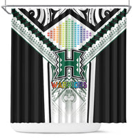 Hawaii Warriors Football Shower Curtain Rainbow Kakau Pattern White LT05 White - Polynesian Pride