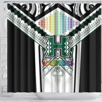 Hawaii Warriors Football Shower Curtain Rainbow Kakau Pattern White LT05 - Polynesian Pride