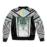Custom Hawaii Warriors Football Sleeve Zip Bomber Jacket Rainbow Kakau Pattern White LT05 - Polynesian Pride
