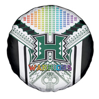 Hawaii Warriors Football Spare Tire Cover Rainbow Kakau Pattern White LT05 - Polynesian Pride