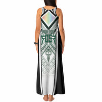 Custom Hawaii Warriors Football Tank Maxi Dress Rainbow Kakau Pattern White LT05 - Polynesian Pride