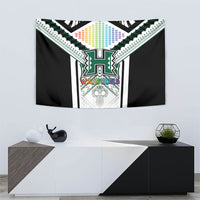 Hawaii Warriors Football Tapestry Rainbow Kakau Pattern White LT05 - Polynesian Pride
