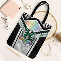 Hawaii Warriors Football Tote Bag Rainbow Kakau Pattern White LT05 Black Strap One Size White - Polynesian Pride