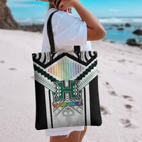 Hawaii Warriors Football Tote Bag Rainbow Kakau Pattern White LT05 - Polynesian Pride