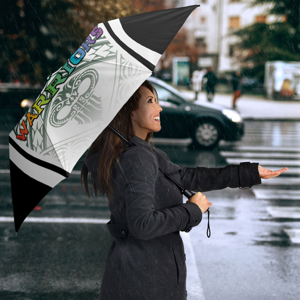Hawaii Warriors Football Umbrella Rainbow Kakau Pattern White LT05 - Polynesian Pride