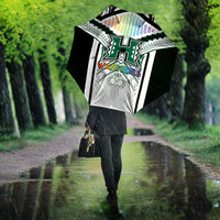 Hawaii Warriors Football Umbrella Rainbow Kakau Pattern White LT05 - Polynesian Pride