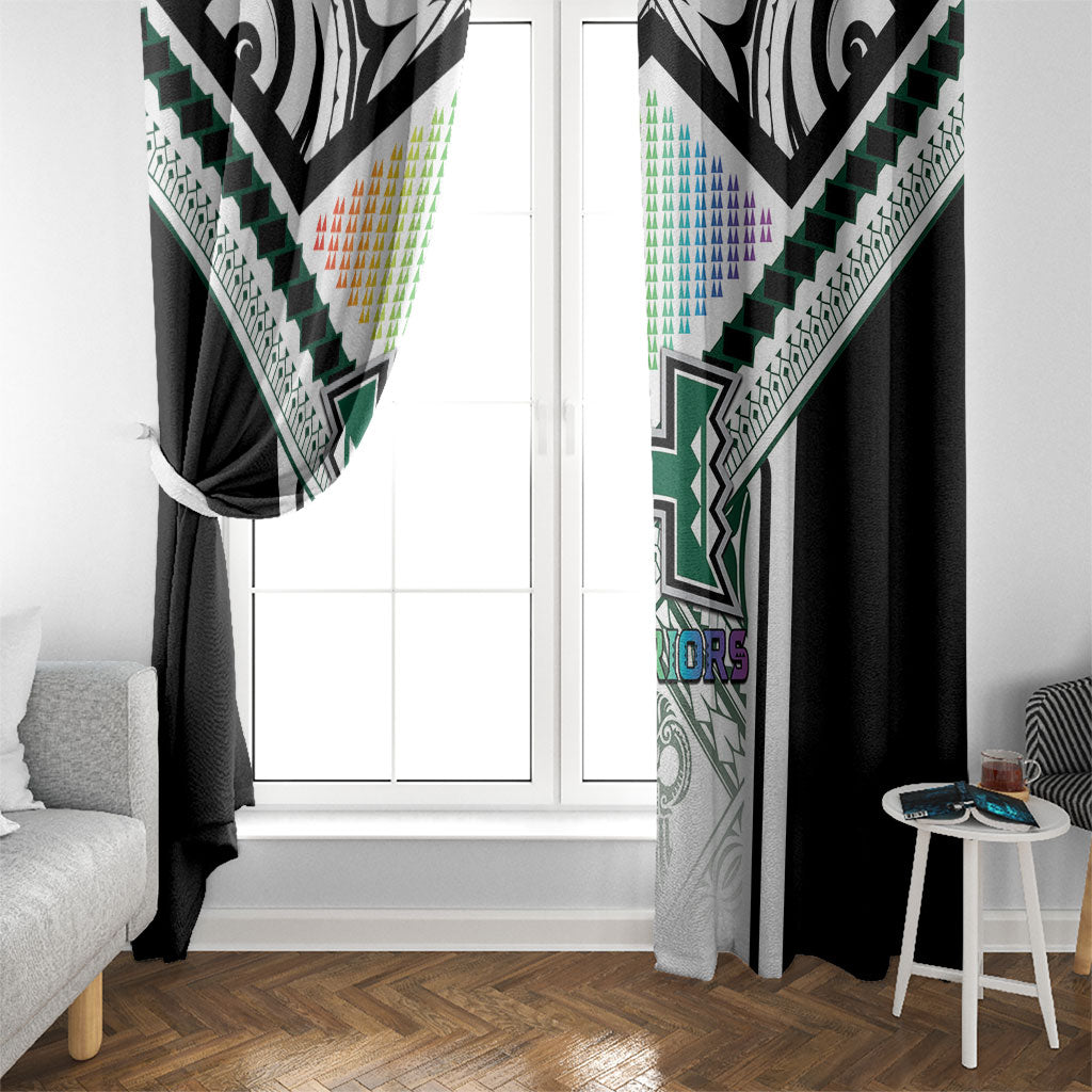 Hawaii Warriors Football Window Curtain Rainbow Kakau Pattern White LT05 - Polynesian Pride