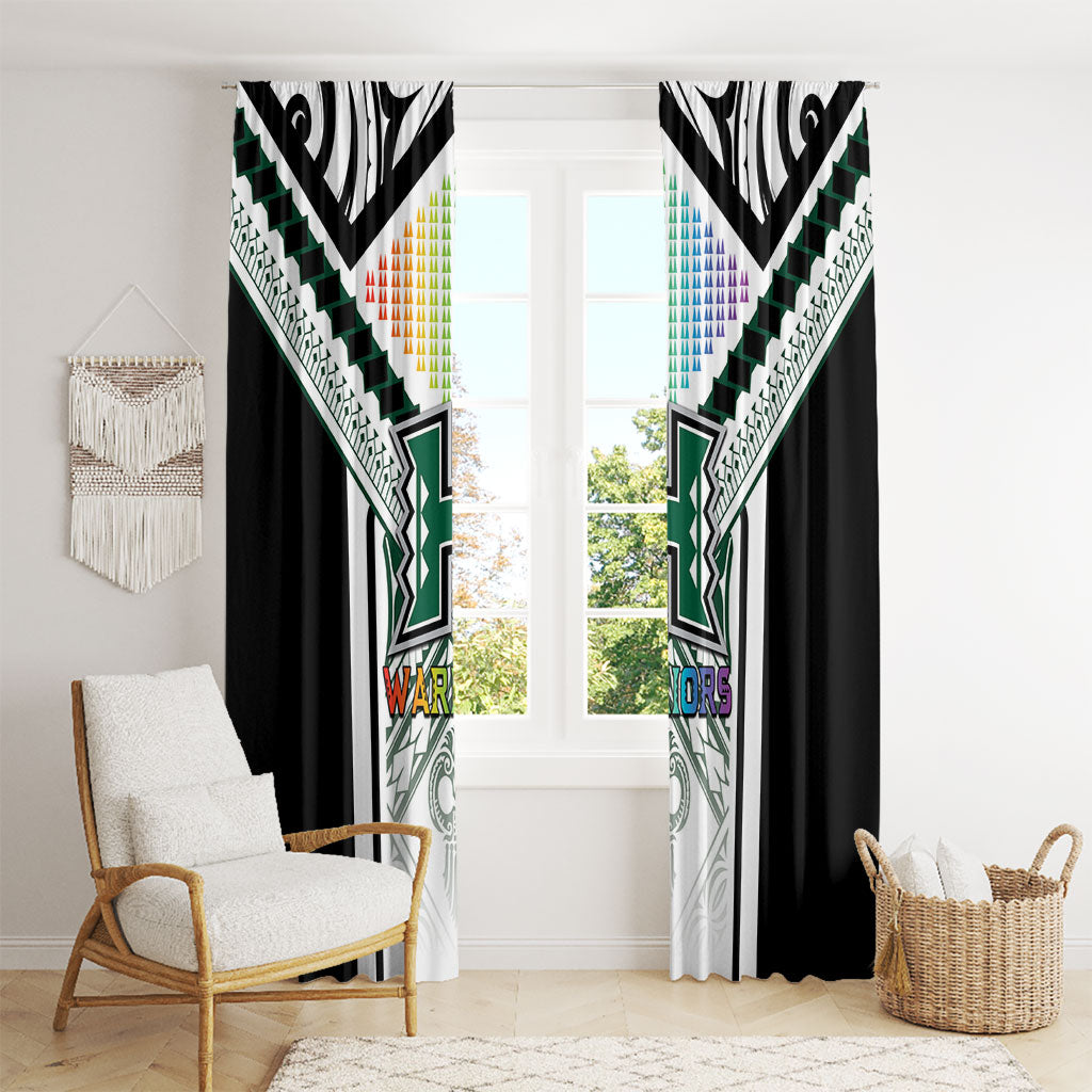 Hawaii Warriors Football Window Curtain Rainbow Kakau Pattern White LT05 - Polynesian Pride