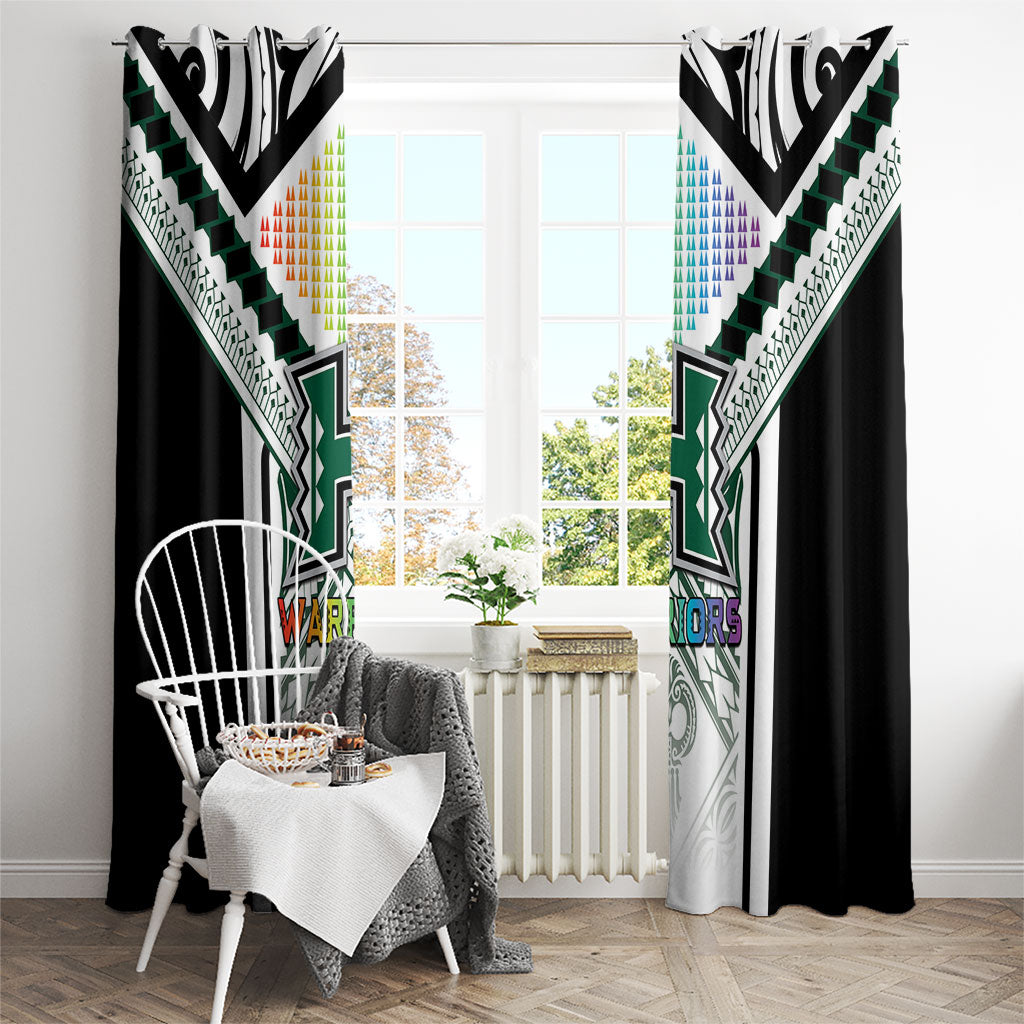 Hawaii Warriors Football Window Curtain Rainbow Kakau Pattern White LT05 - Polynesian Pride